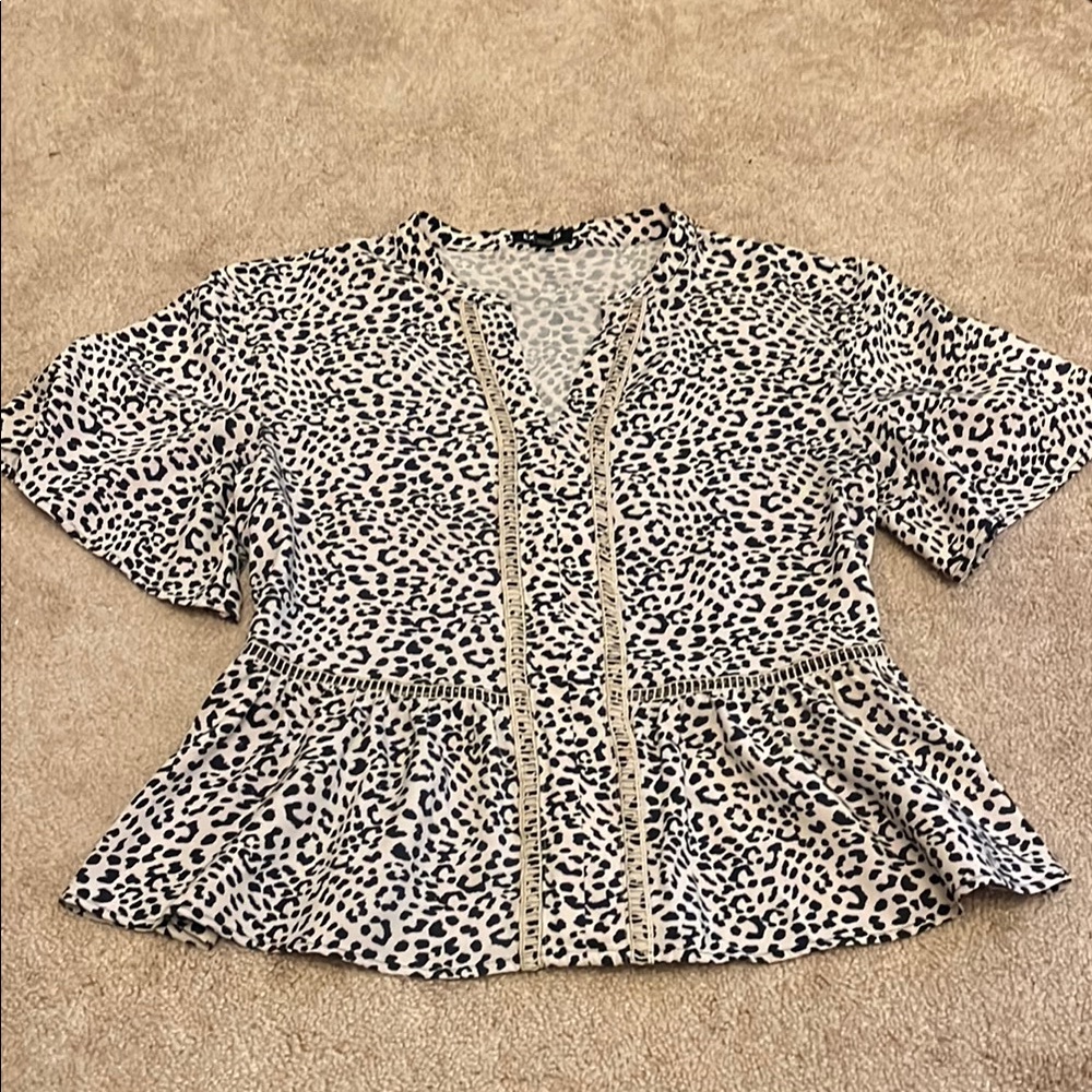 Express Leopard Print Peplum Top